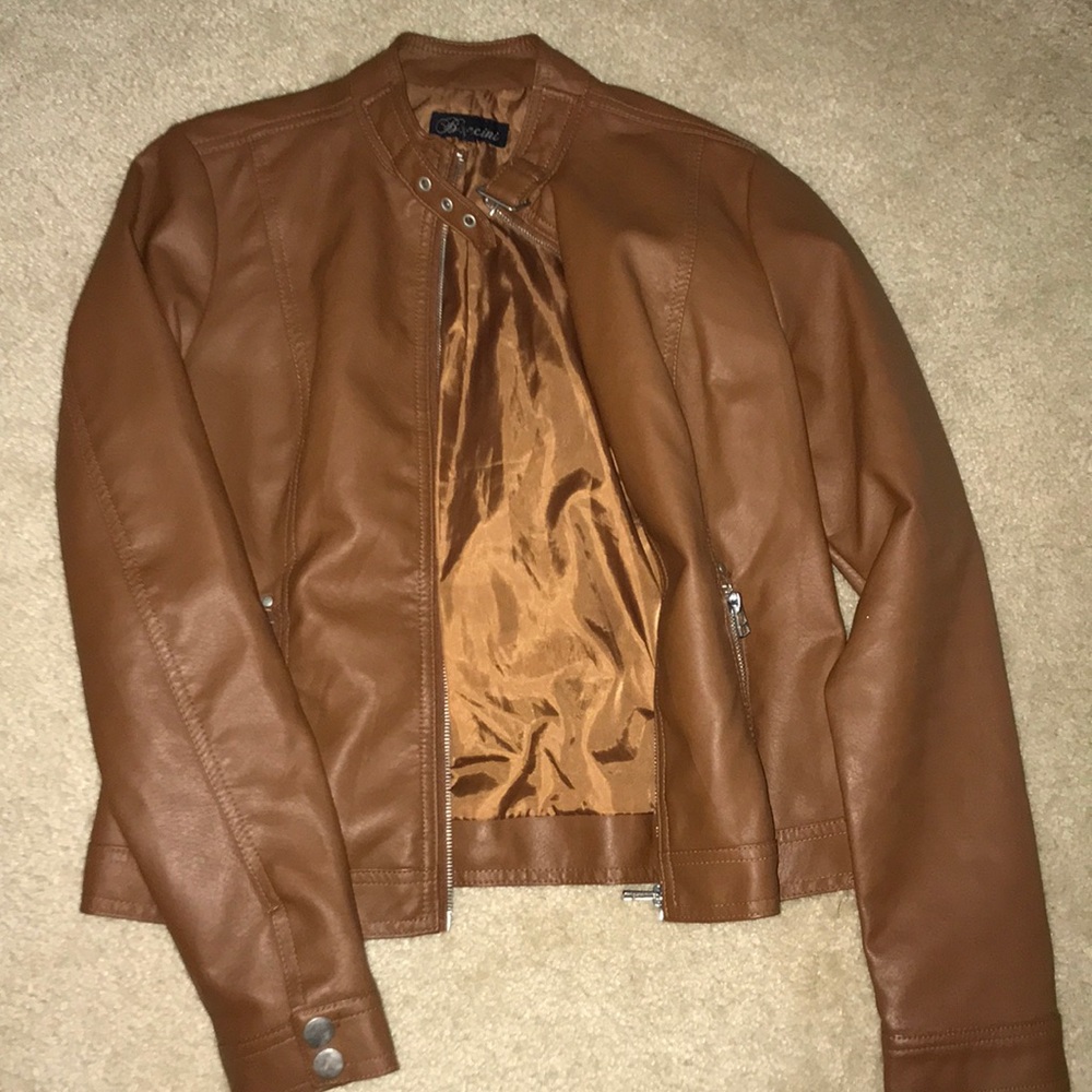 Baccini Tan Faux Leather Jacket